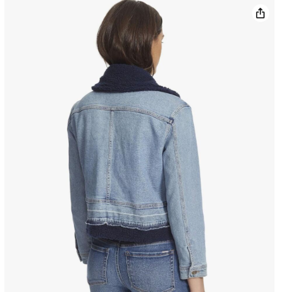 Ella Moss Sherpa Lined Denim 90s Jean Jacket Large $90 - Picture 3 of 10